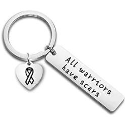 FUTOP All Warriors Have Scars Keychain Cancer Awareness Jewelry Warrior Gift for Breast Cancer,Multiple Sclerosis