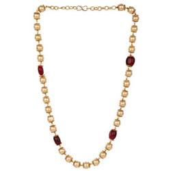 Efulgenz Indian 14 K Gold Plated Red Faux Ruby Pearl Beads Strand Neckalce Fashion Costume Jewelry for Women