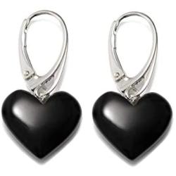 Heart Amber Dangle Earrings for Women - 925 Sterling Silver - Genuine Baltic Amber - Hypoallergenic