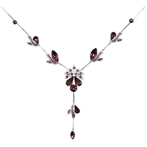 Faship Gorgeous Rhinestone Floral Crystal Necklace Earrings Set