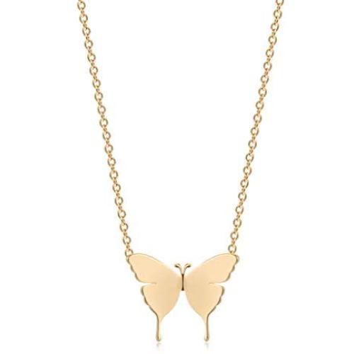 BENEIGE Butterfly Necklace for Women 18K Gold/Silver/Rose Gold Dainty Charm Layered Butterfly Pendant Everyday Necklace for Women Minimalist Jewelry