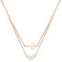 ZHQI Cross Pearl Choker Necklace 18K Rose Gold Plated Stainless Steel Simple Tiny Layered Chain Pendant