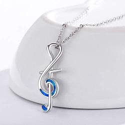 Musical Necklace S925 Sterling Silver Music Note Pendant Necklace Music Clef Jewelry Gifts for Women Daughter Wife Birthday