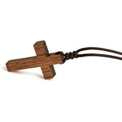 Wooden Cross Necklace for Men Women Children Kids – Natural Wooden Cross Pendant Necklace - Walnut Wood Small Cross Necklace