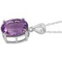 Shop LC Natural Gemstone Amethyst 925 Sterling Silver Oval Solitaire Chain Pendant Necklace for Women Crystal Purple Jewelry Gifts Cttw 3