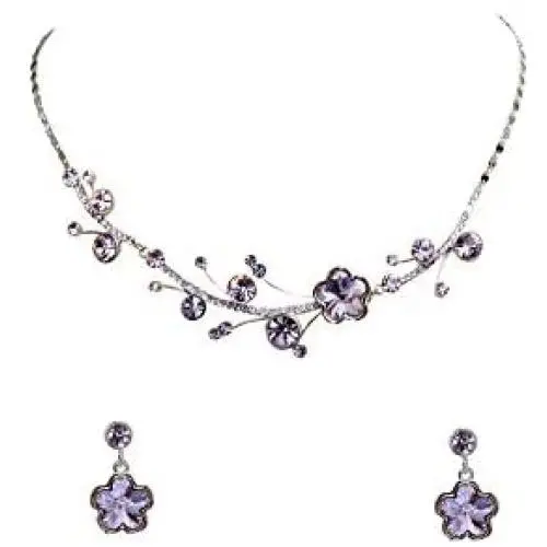 Faship Light Purple Violet Swarovski Crystal Floral Necklace Earrings Set Faship Light Purple Violet Swarovski Crystal Floral Necklace Earrings Set