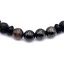 Mens Warrior Stone Lava Stretch Bead Bracelet Handcrafted in USA - Brown / Black