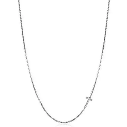 Hidepoo Sideways Initial Necklace for Women, 14k Gold Plated Dainty Cubic Zirconia Sideways Alphabet 26 A-Z Letter Necklace, Personalized Tiny Monogram Initial Necklace Gifts for Women Girls