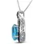 Jewelili Sterling Silver Blue Topaz Oval with Blue and White Diamond Knot Pendant Necklace, 18'' Rolo Chain Jewelili Sterling Silver Blue Topaz Oval with Blue and White Diamond Knot Pendant Necklace, 18'' Rolo Chain
