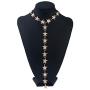 Nicute Rhinestone Long Necklaces Chain Crystal Star Y-Necklace Sexy Summer Beach Body Jewelry for Women and Girls (Gold)