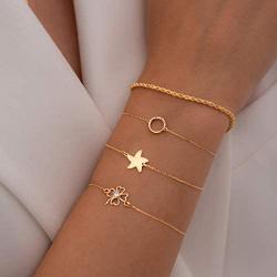 GELIN 14k Solid Gold Rope Chain Adjustable Bracelet for Women