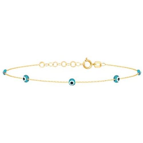 GELIN 14k Solid Gold Station Chain Strand Bracelet | Charm Bracelets for Women | Dainty Handmade Jewelry