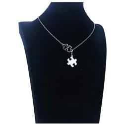 Eigso Autism Awareness Necklace Diversity Puzzle Pieces Pendant Jewelry Autism Awareness Stainless Steel Necklace Inspirational Gift for Autistic People