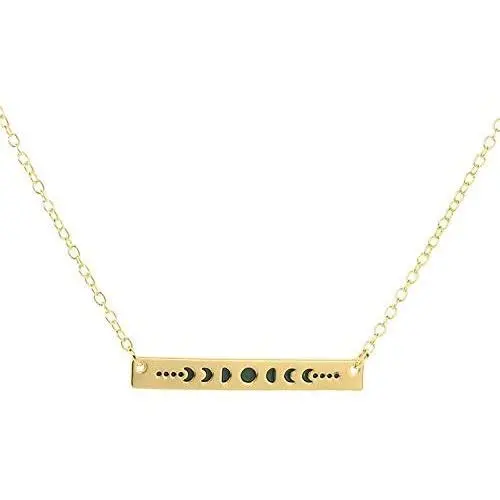 MIXIA Gold Color Galaxy Astronomy Crescent Moon Phases Necklace Women Long Vertical Bar Lunar Phenomena Talisman Witchcraft Jewelry Pendant