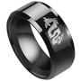 Xusamss Punk Rock Plated Black Stainless Steel Animal Dragon Totem Smooth Ring