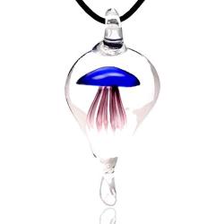 Bleek2Sheek Murano-inspired Glass''Jellyfish'' Pendant Necklace - HYPOALLERGENIC