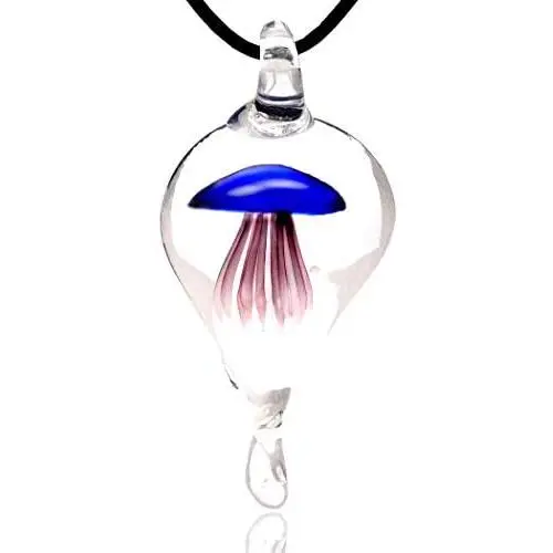 Bleek2Sheek Murano-inspired Glass''Jellyfish'' Pendant Necklace - HYPOALLERGENIC Bleek2Sheek Murano-inspired Glass''Jellyfish'' Pendant Necklace - HYPOALLERGENIC