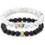 MOYI Rainbow Gay LGBT Pride Bracelet Set Bead Handmade Couple Friendship Elastic Jewelry for Men Women Unisex