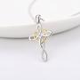 YFN Cross Necklace 925 Sterling Silver Celtic Knot Cross Infinity Heart Love Pendant Necklace 18''