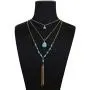 Asooll Beach Layered Turquoise Choker Necklace Gold Long Pendant Neck Chain Summer Boho Tassel Necklaces Fashion Beaded Neck Jewelry for Women and Girls