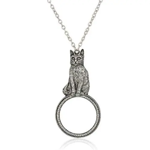 1928 Jewelry Womens Pewter Cat Magnifying Glass Pendant Necklace 30 inch, Silver, One Size 1928 Jewelry Womens Pewter Cat Magnifying Glass Pendant Necklace 30 inch, Silver, One Size