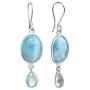 2'' Larimar Blue Topaz 925 Solid Sterling Silver Teardrop Dangle Earrings