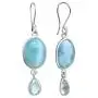 2'' Larimar Blue Topaz 925 Solid Sterling Silver Teardrop Dangle Earrings 2'' Larimar Blue Topaz 925 Solid Sterling Silver Teardrop Dangle Earrings