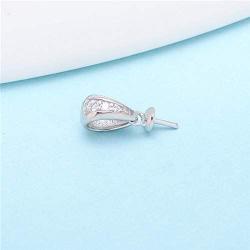 LGSY 925 Sterling Silver Simple CZ Pearl Bail Pendants for Pearl Jewely Making, Design Pendant Fitting for Fashion Jewlery