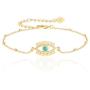 PEARLADA 18K Gold Satellite Chain Bracelet Fashion Evil Eye Sun Charm Bracelet for Women Adjustable Gold Jewelry Handmade for Her