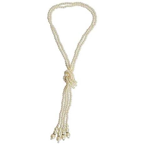 TULIP LY White Crystal Pendant Necklace Long Sweater Necklace Fashion Jewelry for Women Girls