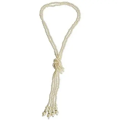 TULIP LY White Crystal Pendant Necklace Long Sweater Necklace Fashion Jewelry for Women Girls