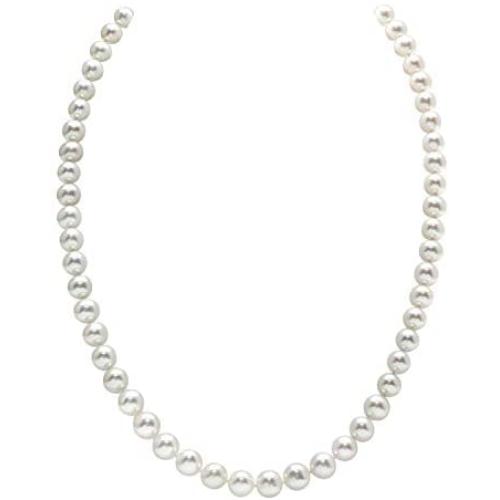 THE PEARL SOURCE 14K Gold 6.0-6.5mm AAAA Quality White Freshwater Cultured Pearl Necklace for Women in 16'' Choker Length