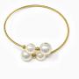 Lura Pearl Bangle: 24K Gold Plated Stainless Steel Shell Pearl Bangle Bracelet