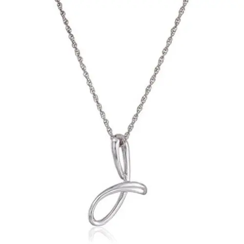 Amazon Collection Sterling Silver Cursive Script Initial ''J'' Pendant Necklace, 18'' Amazon Collection Sterling Silver Cursive Script Initial ''J'' Pendant Necklace, 18''