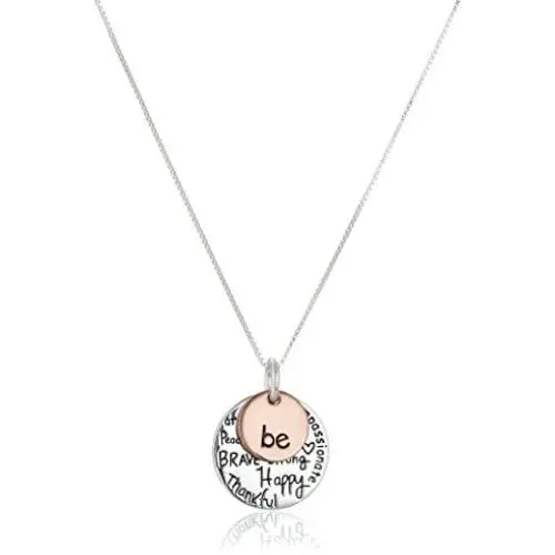 Two-Tone Sterling Silver ''Be'' Graffiti Charm Necklace, 18'' Two-Tone Sterling Silver ''Be'' Graffiti Charm Necklace, 18''