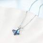 AOBOCO Sterling Silver Chasing Butterfly Pendant Necklace Embellished with Crystals from Austria, Fine Anniversary Birthday Butterfly Jewelry Gifts for Women - Morpho Helena Butterfly Series
