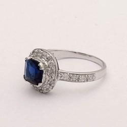 Shine Jewel Genuine Blue Sapphire 1.49 Ct Gemstone 925 Sterling Silver Solitaire Accent Ring