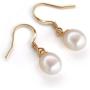 18K Gold Plated Sterling Silver 8-8.5mm Genuine Freshwater Cultured Pearl Drop Earrings Dangle Handpicked AAA+ Pearl Earrings For Girls Women Gift