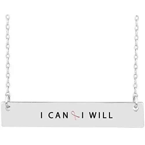 by you Inspirational Pink Ribbon Breast Cancer Awareness Horizontal Engraved Bar Pendant Necklace by you Inspirational Pink Ribbon Breast Cancer Awareness Horizontal Engraved Bar Pendant Necklace