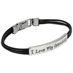 Joyful Sentiments Pet Jewelry Stainless Steel Three Strand I Love My Granddog Bracelet with Fold Over Clasp