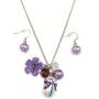 Linpeng Dragonfly Beads Necklace Earrings Jewelry Set, Violet