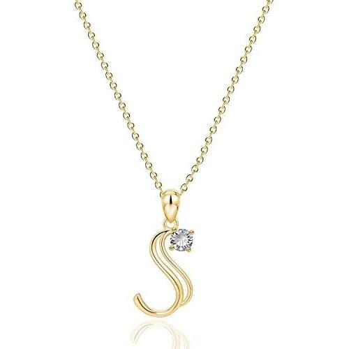 CUSVUEVI Initial Charm Necklace 14K Gold Filled for Women, Adjustable Letter A-Z Pendant Necklace Handmade Dainty Personalized Zircon Alphabet Choker Necklace Jewelry for Girls Wedding Birthday Gift