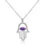ELEGANZIA Evil Eye Necklace Sterling Silver - Hamsa Hand Necklace for Women Pendant with Chain Jewelry Cubic Zirconia for Mom Girls Birthday Anniversary