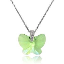 Sterling Silver Butterfly Pendant Necklace Made with Swarovski Crystals for Women Girls