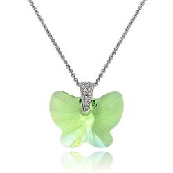 Sterling Silver Butterfly Pendant Necklace Made with Swarovski Crystals for Women Girls