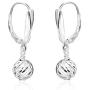 Sea of Ice Sterling Silver Diamond-Cut 8mm Ball Beads Leverback Drop Dangle Earrings for Women Girl