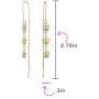 Delicate Three Colorful Pastel Crystal Pink Green Multi Color Dangle Long Chain Butterfly Threader Earrings For Women Teens Stabilizing U Wire 18K Gold Plated