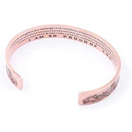 SONGCHANGJEWELRY Inspirational Bracelets for Women - I AM SO Proud of You Stainless Steel Cuff Bangle - Mom Personalized Gift for Daughter - Engraved Mantra Cuff Bangle Birthday Jewelry
