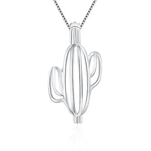 LGSY Sterling Silver Cactus Pearl Cage Pendants for Women, Design Pearl Cage Pendants for Pearl Jewelry Making, Essential Oil Diffuser Lockets for Pearl Jewelry LGSY Sterling Silver Cactus Pearl Cage Pendants for Women, Design Pearl Cage Pendants for Pearl Jewelry Making, Essential Oil Diffuser Lockets for Pearl Jewelry