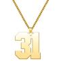 LuxglitterLin Men 18K Gold Plated Sports Initial Number 1 Necklace Stainless Steel Personalized Jewelry 3mm Wide Wheat Chain 25mm